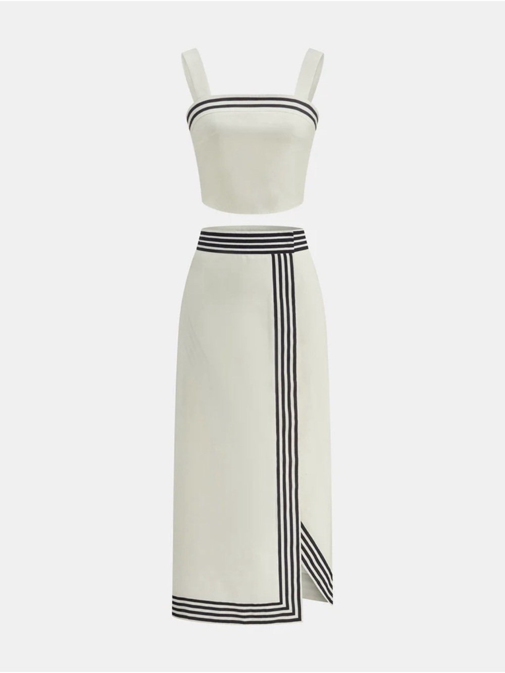 Commense stripped strappy top and midi skirt set
